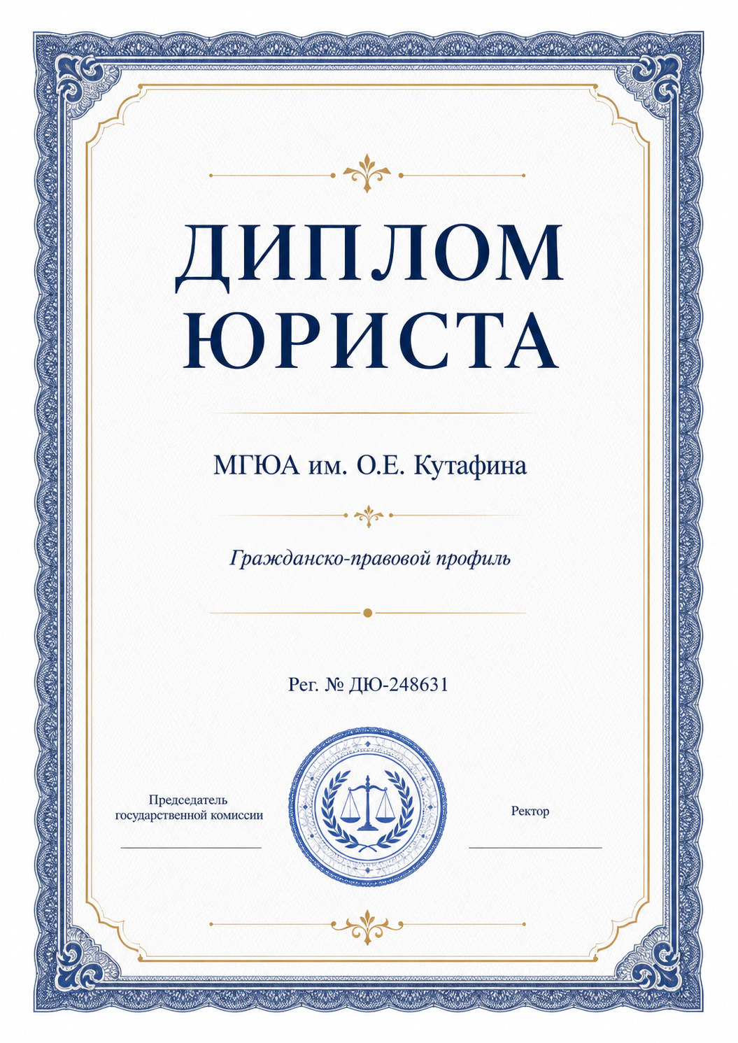 Пример диплома юриста